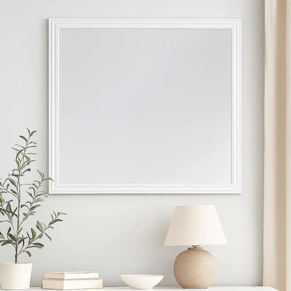 1 in. x 39 in. Sq. Wooden Frame White Dresser Mirror