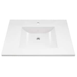 Nevado 25 in. W x 19 in. D x 36 in. H Bath Vanity in White with White Cultured Marble Top Single Hole