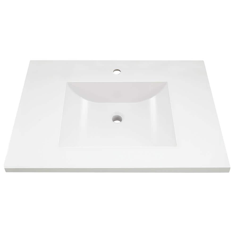 Espresso 25'' Single Bathroom Vanity with White Quartz Top
