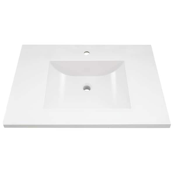 Tremblant 31 in. W x 22 in. D x 36 in. H Bath Vanity in White with White Cultured Marble Top Single Hole