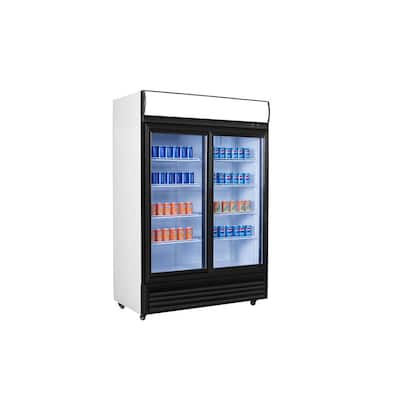 51.5 in. W 31.2 cu. ft. Commercial Refrigerator Merchandiser with 2-Sliding Glass Door in White Coated Steel