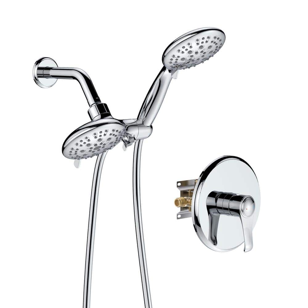 Single Handle 5-Spray Patterns 2 Showerheads Shower Faucet Set 1.8 GPM with