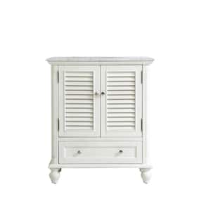 Timeless Home 30 in. W x 22 in. D x 35 in. H Single Bathroom Vanity in Antique White with White Marble and White Basin