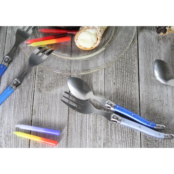 French Home 8-Piece Laguiole Dessert/Cocktail Set with Shades of Blue Handles (Service for 4)