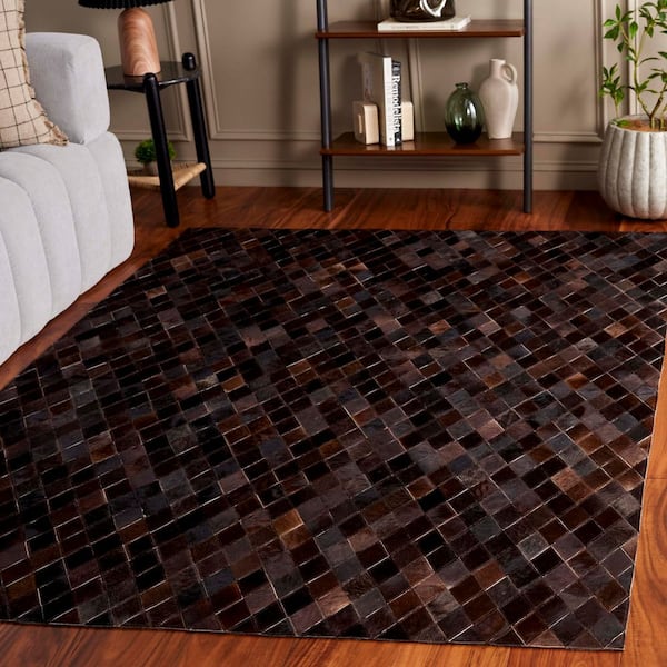 Studio Leather 8 ft. x 10 ft. Brown/Charcoal Diamond Area Rug