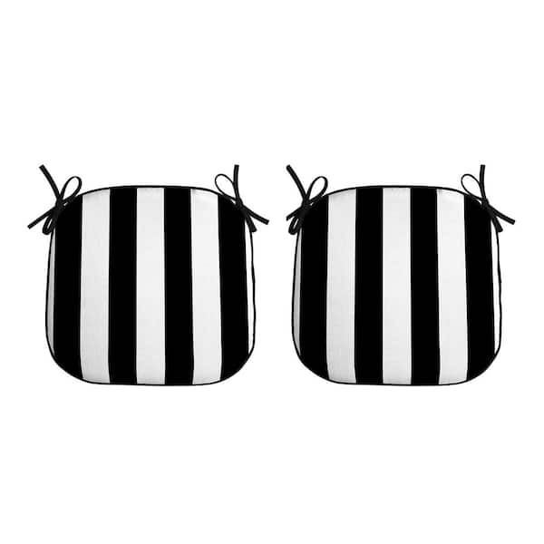 Indoor/Outdoor Square Foam Seat Pad, Set of 2, Foam Cushion Black Cabana Stripe