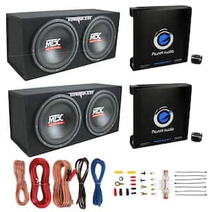 12 in. Subwoofer (2-Pack) plus Monoblock Amplifier (2-Pack) plus Amp Wire Kit