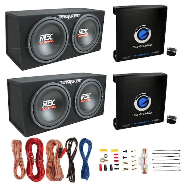 Unbranded 12 in. Subwoofer (2-Pack) plus Monoblock Amplifier (2-Pack) plus Amp Wire Kit