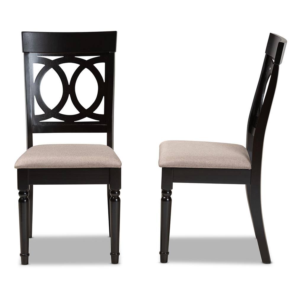 Lucie Sand and Dark Brown Wood Dining Chair Set