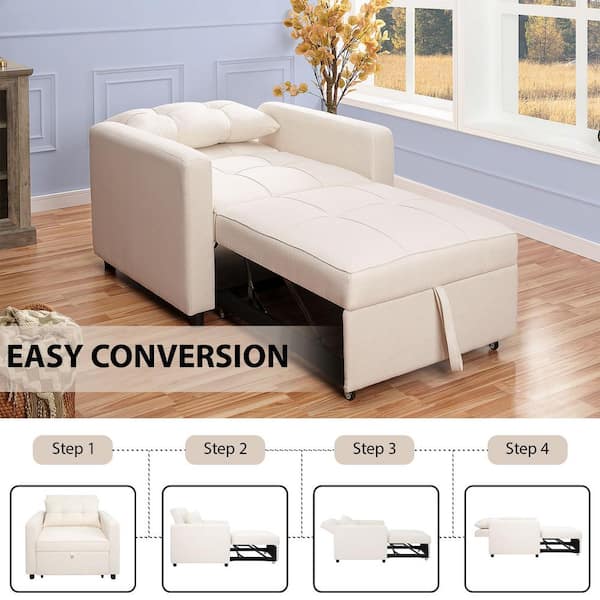 HOMESTOCK 3-in-1 Convertible Chair Bed 39 Pull Out Folding