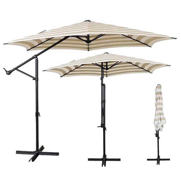 AE Outdoor Premium 10 ft. Aluminum Yes Standard No Yes No Patio Umbrella in  White Striped HJ668A-10FT-TCS