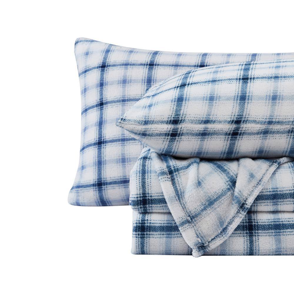 Closeout! Nautica Warm Me Up Plaid Plush Fleece 4-Piece Sheet Set, King Bedding