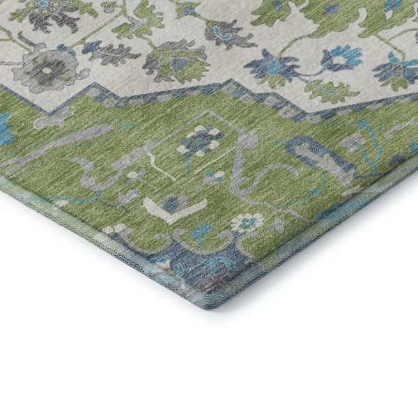 Mayfield Premium Machine Washable Abstract AMF985 Aloe 2 ft. 3 in. x 7 ft. 6 in. Runner Rug