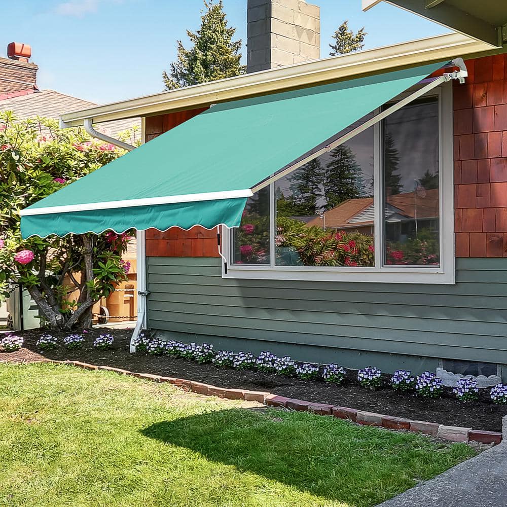 Outsunny 13' Green Retractable Patio Awning with Aluminum Frame