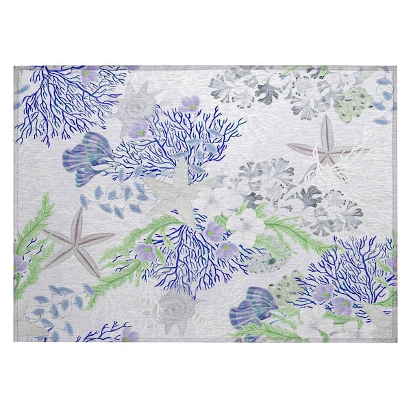 Surfside 1 ft. 8 in. x 2 ft. 6 in. Purple Geometric Indoor/Outdoor Area Rug