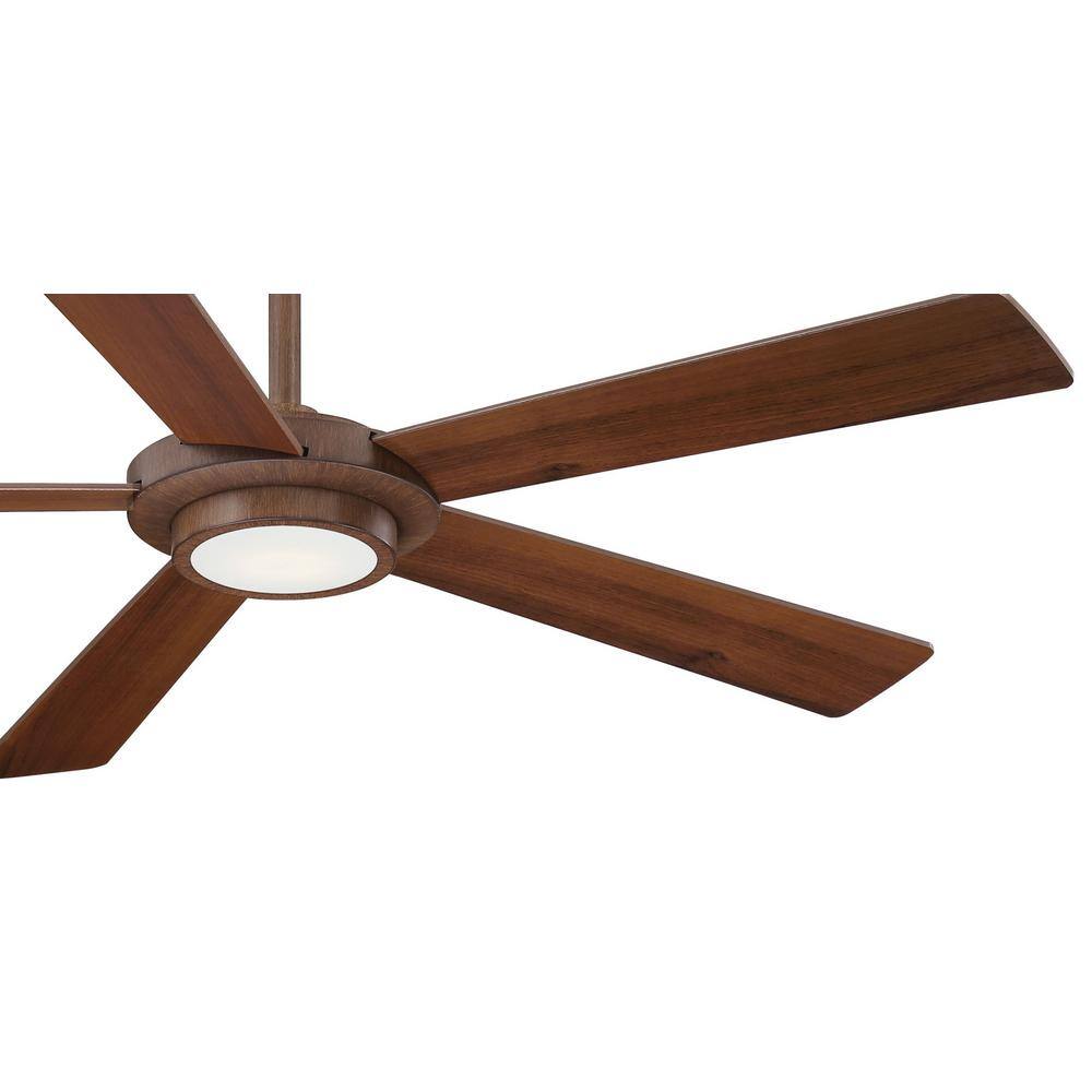 52" Distressed Koa LED Ceiling Fan with Remote and Reversible Blades