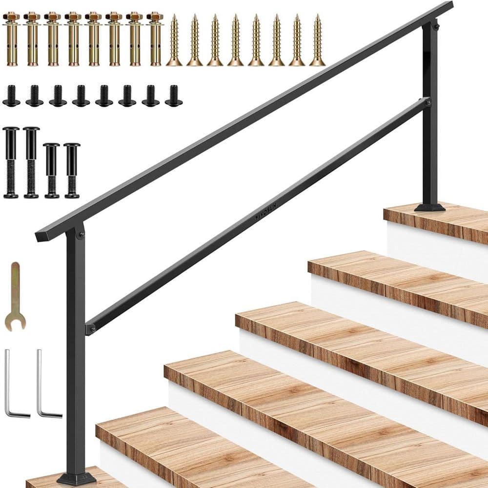VIVOSUN 6-Step 36 in. H x 85 in. W Outdoor Black Wrought Mattle Iron ...