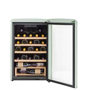 Classic Retro 21 in. 28-Bottle Single Zone Retro Free Standing Wine Cooler in Summer Mint Green