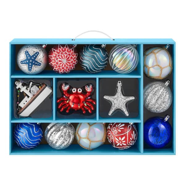 14-Piece Coastal Shatter-Resistant Ornaments