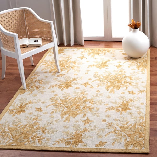 Chelsea Ivory/Gold 3 ft. x 8 ft. Medallion Speckled Floral Runner Rug