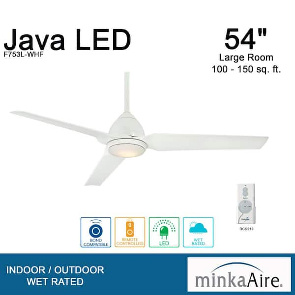 MINKA-AIRE Java 54 in. Integrated LED Indoor/Outdoor Flat White