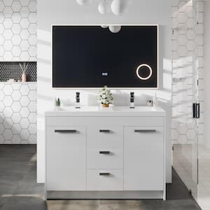 Illuminate 48 in. W x 30 in. H Large Rectangular Aluminum Framed Wall Bathroom Vanity Mirror in Glass