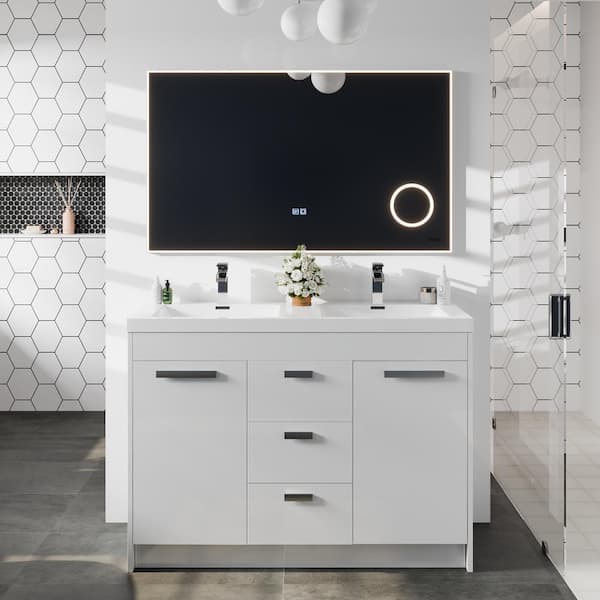 Illuminate 48 in. W x 30 in. H Large Rectangular Aluminum Framed Wall Bathroom Vanity Mirror in Glass