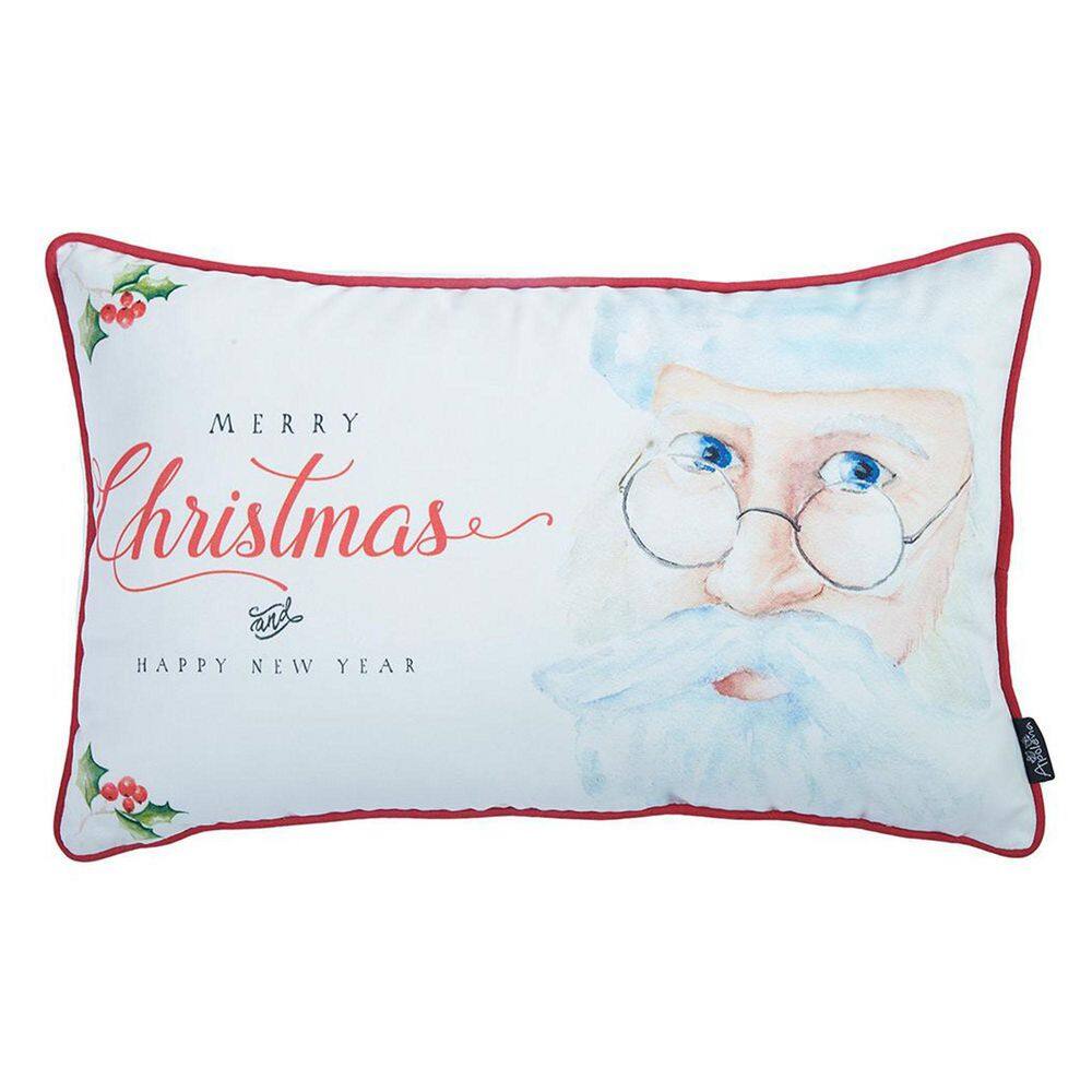 White and Red Christmas Lumbar Pillow Cover 12" x 20"