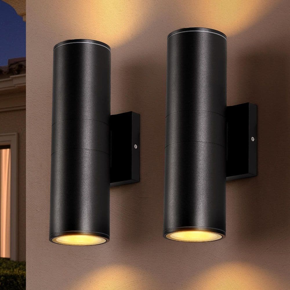 Modern Minimalist Outdoor Wall Lights 2-Pieces Black Metal Selectable Light Aluminum Wall Sconce With Glass Shade price history on PriceWatchPro