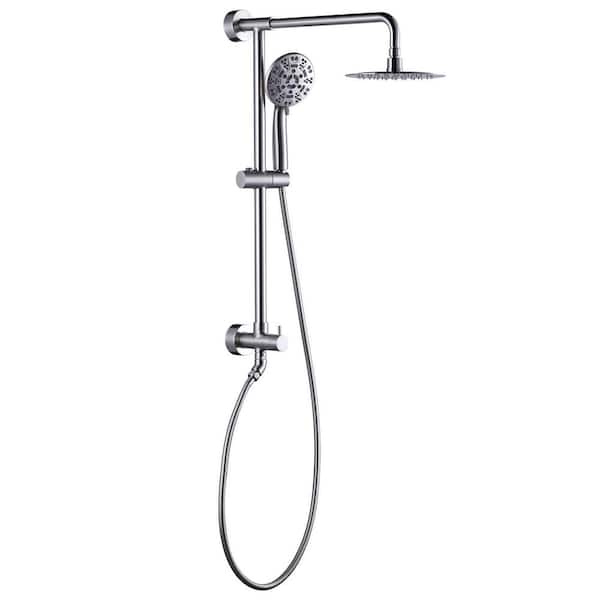 ARCORA 7-Spray Multi-function 1.8 GPM Round Wall Bar Shower Kit with Hand Shower in Brushed Nickel