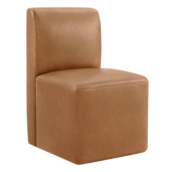 Idina Camel Faux Leather Dining Chairs with Casters for Dining Room(Set of 2)