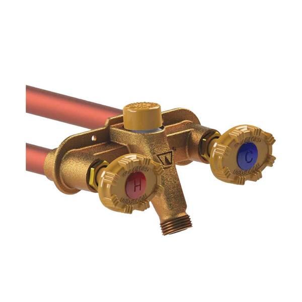 Woodford 1/2 in. PEX x 20 in. L Freezeless Model 22 Brass Anti-Rupture Hot and Cold Sillcock