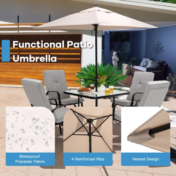 7 ft square patio umbrella Tilt & Crank Lift Metal 7.5ft 6-Rib it recalls the inimitable red carpet glamour of the Cote dAzure. Shadowspec Oasis 7-Foot Square Market