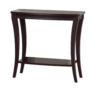 15.25 in. Dark Brown Standard Rectangle Wood Console Table with Shelf