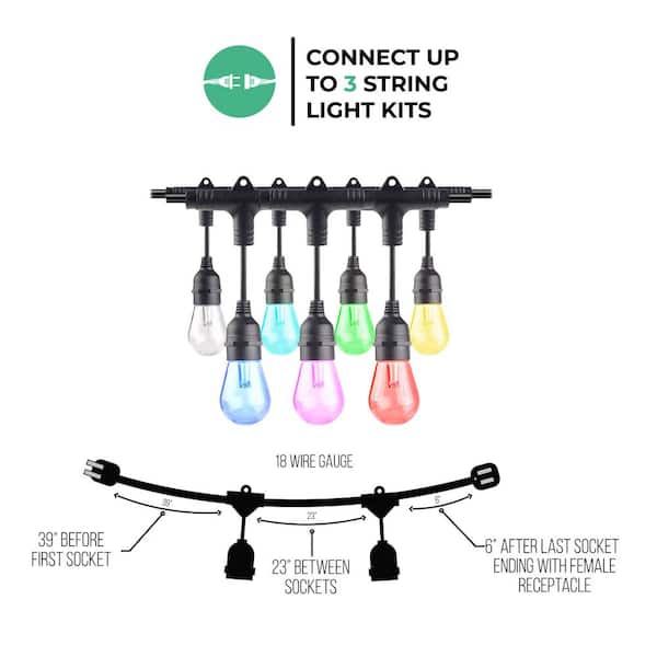 Bulbrite Outdoor/Indoor 36 ft. Plug-in S14 LED Smart String Light