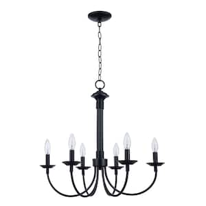 Candle 6-Light Black Candle Chandelier Light Fixture