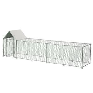 196 in. x 42 in. Outdoor Chicken Coops for Yard Metal Chicken Pen for Duck Rabbits with Waterproof and Anti-UV Cover