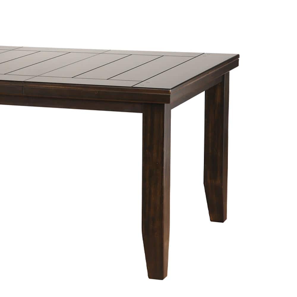 Espresso Extendable Rectangular Wood Dining Table with Leaf