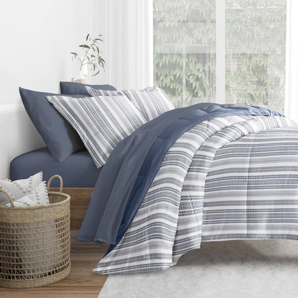 Twin Navy Microfiber Down Alternative Bed in a Bag Set