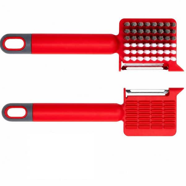 2 Pack Vegetable Brush and Potato Scrubber With Built-In Peeler, Multi-Functional Veggie Cleaning Tool, for Home Kitchen