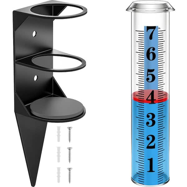 7 in. Rain Gauges Outdoors Best Rated with Metal Rack Holder, Rain Measure Gauge, Easy to Read with Red Float