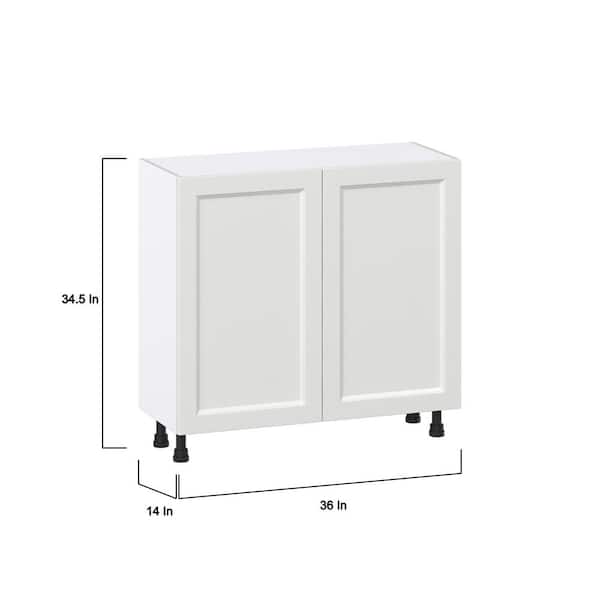 J COLLECTION 36 in. W x 14 in. D x 34.5 in. H Alton Painted White Shaker Assembled Shallow Base Kitchen Cabinet with 2-Doors
