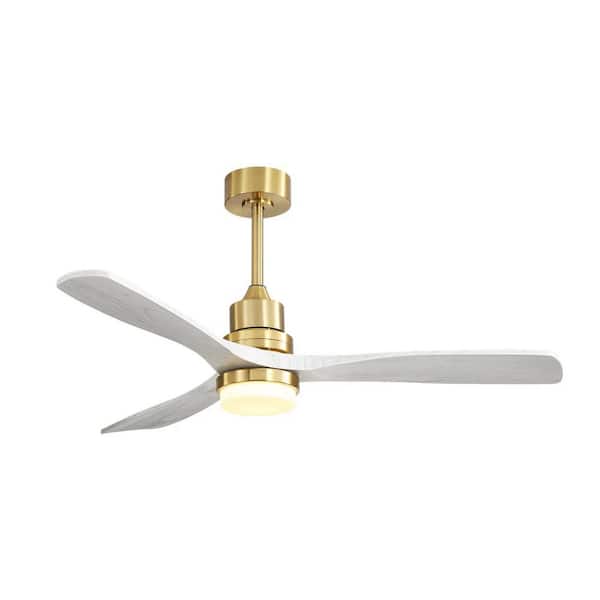 52 in. Smart Indoor Gold Ceiling Fan with LED Light and Remote Control 3 Colors Adjustable