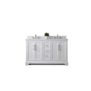 Laval 60 in. W x 22 in. D x 34.5 in. H Bathroom Vanity in White with Engineered Marble Top