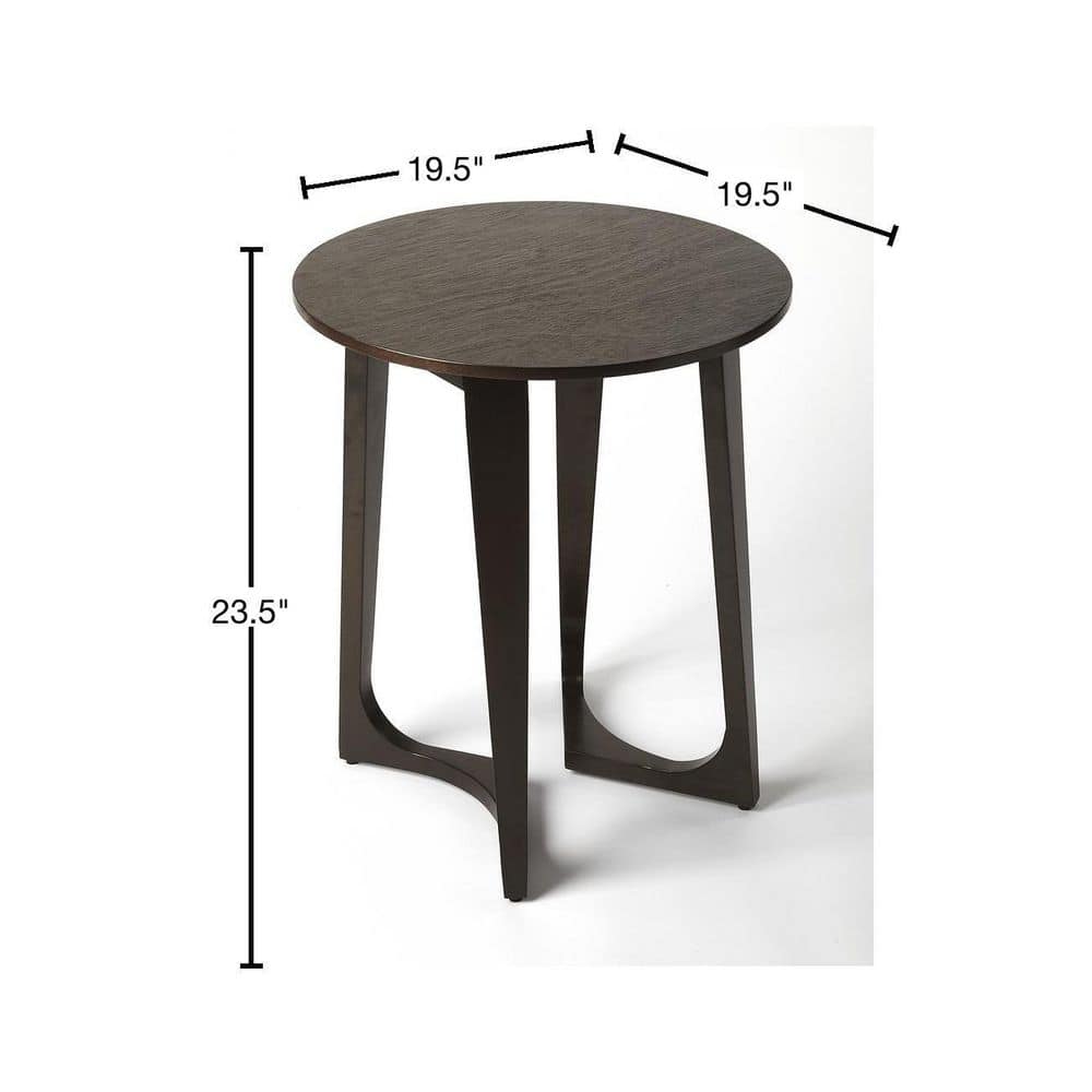 Espresso Sheesham Solid Wood Round Modern End Table