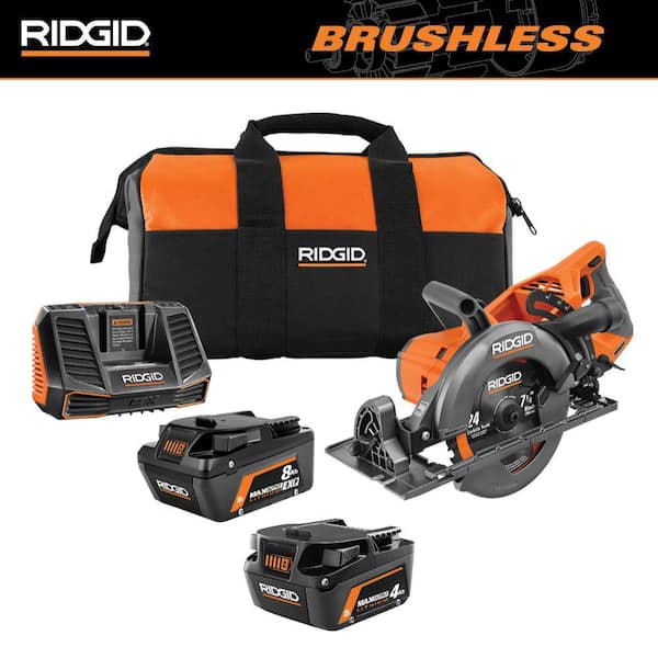 18V Brushless Cordless 7-1/4 in. Rear Handle Circular Saw Kit w/ (1) 8.0 Ah EXP & (1) 4.0Ah MO Battery, Charger, Bag