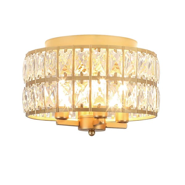 Unbranded Modern 11.22 in. 4-light Gold Crystal Flush Mount Ceiling Light with E12 Base