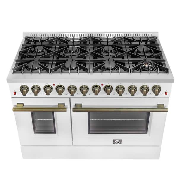 Galiano 48 in. 6.58 cu. ft. Double Oven Dual Fuel Range with Gas Stove and Electric Oven in Stainless Steel w/White Door