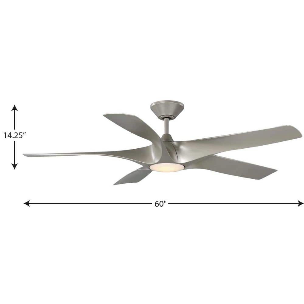 60-Inch Nickel Smart Ceiling Fan with LED Light and Remote
