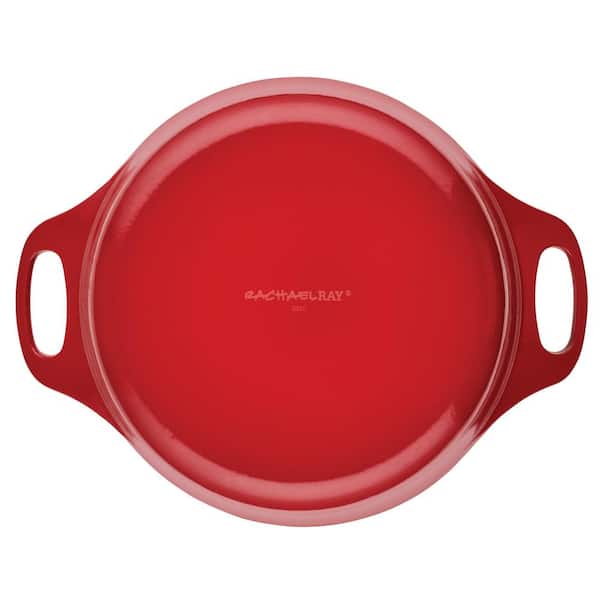 Rachael Ray Enameled Cast Iron Dutch Oven/Casserole Pot with Lid, 5 Quart,  Red